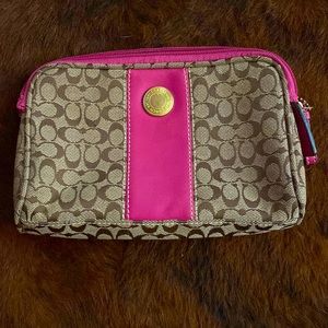 Small Brown and Pink Coach Bag - NEVER USED
